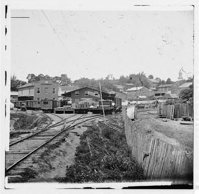 Warrenton Depot, on the Orange & Alexandria RR, in August 1862. Notice how little space there is for cars. This was a major supply point for Lee several times.