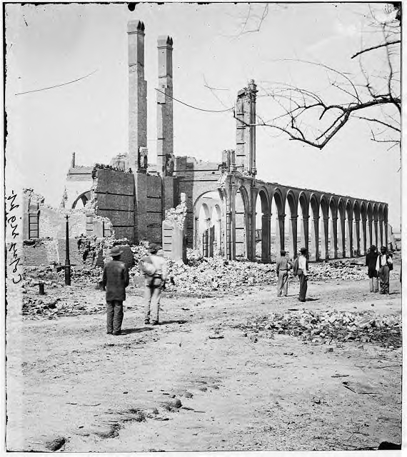 The destroyed North Eastern RR depot in Charleston in 1865.