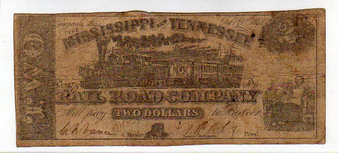 Mississippi & Tennessee RR 1862 $2 
