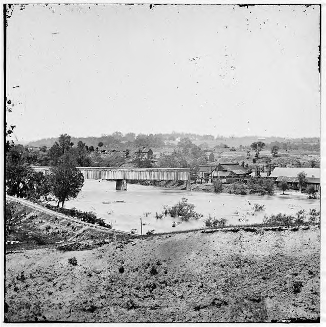 Covered bridge on the Richmond & Danville RR from the south bank of the James River to Belle Isle, Richmond.