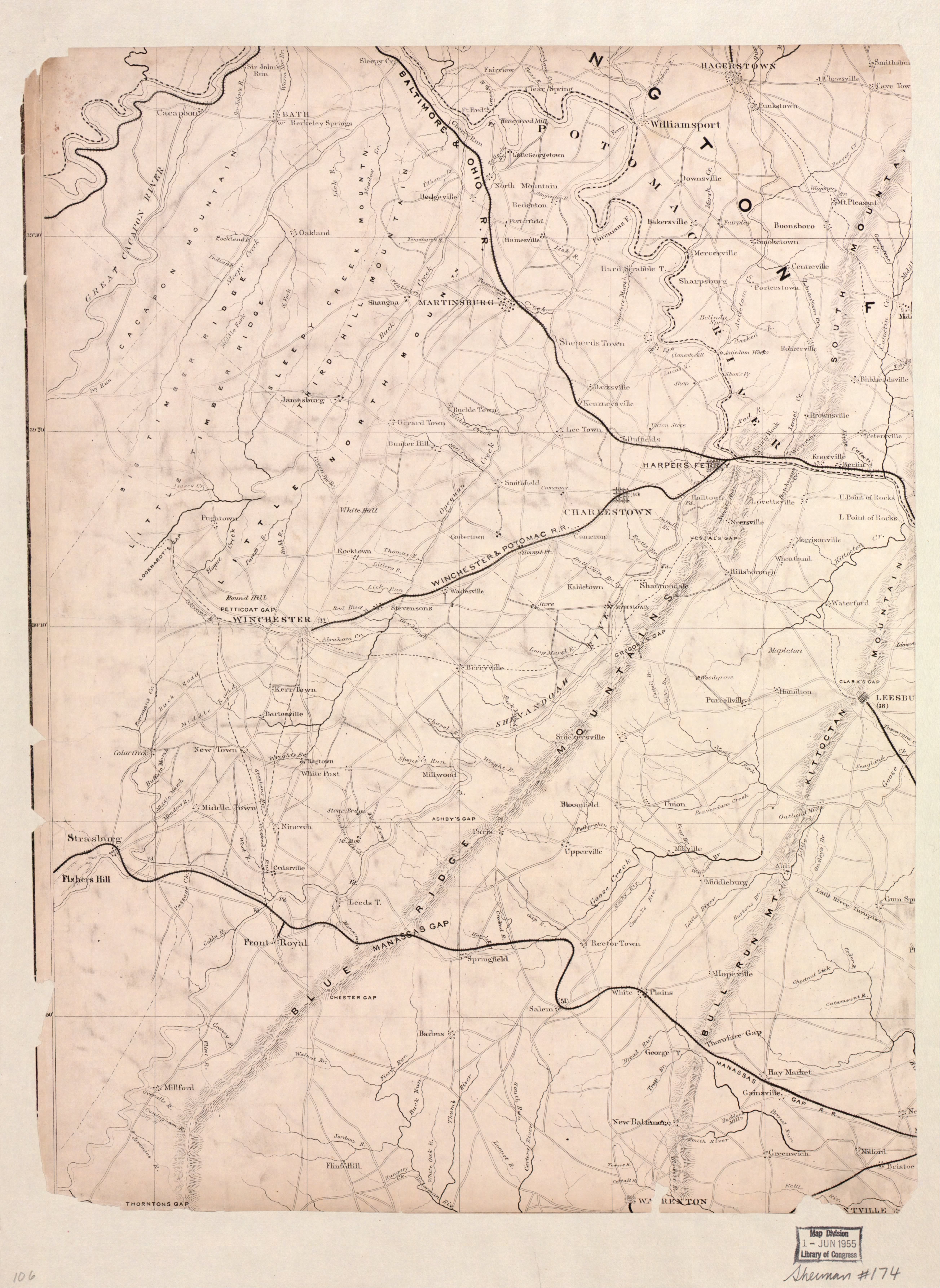 Map: Railroad, 1864. /N'Railway And County Map Of The Southern